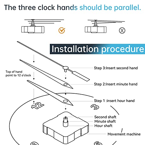 Quartz Clock Movement Replacement Clock Mechanism Replacement Quartz Clock Movement Kit Battery Operated Replacement Clock Motor Shaft Length 13Mm 33/64Inch, Suitable For 2-3Mm Thickness Clock Panel #TOP2