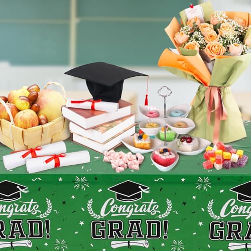 Image of Staraise 2026 Graduation Party Decorations 3 Pcs Green Graduation Tablecloth - Congrats Grad Table Cloth for Class of 2026,Disposable Plastic Grad Table Cover for Party Supplies,51.2x86.6inch