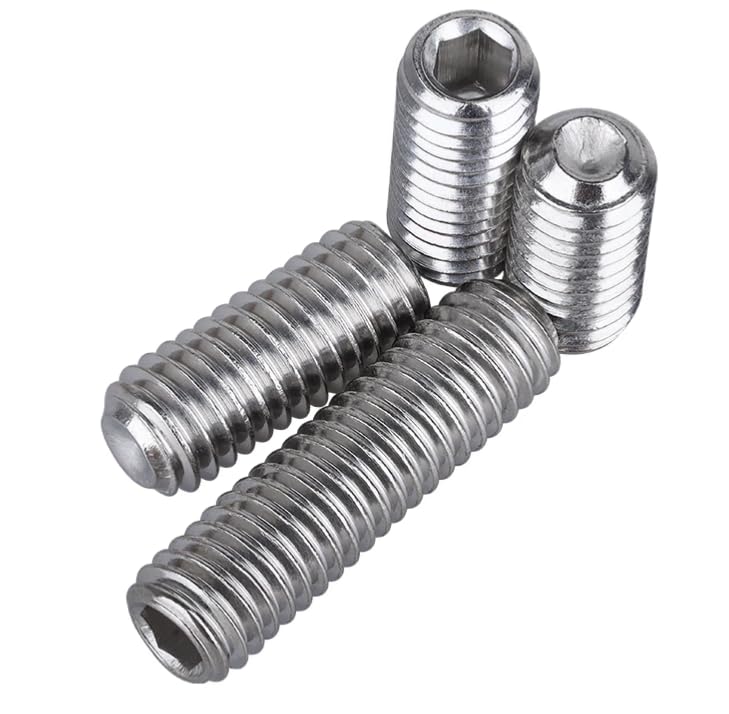 M3-0.5x5mm Hex Socket Set Grub Screws,Headless Cup Point,Flat Point Grub Bolt,Internal Hex Drive,304 Stainless Steel,Headless Concave End,Metric External Thread,for Towel Rack Door Knob,Pack of 50