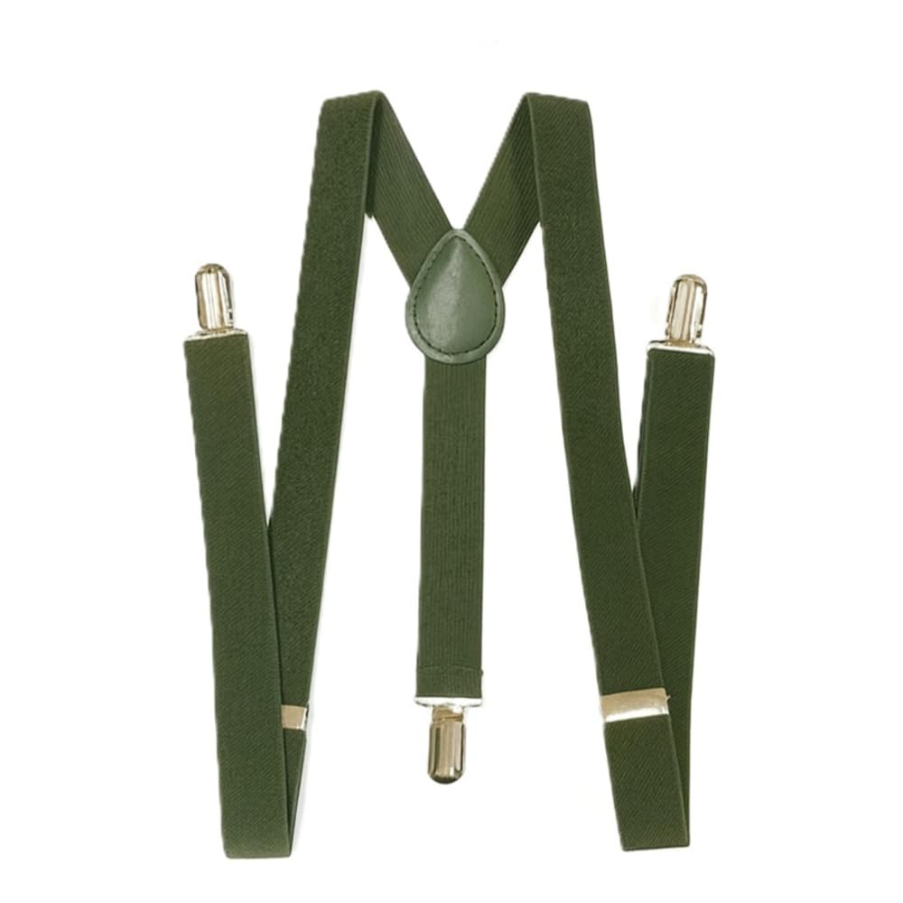 Stylex Party Adult Khaki Suspenders – Adjustable Elastic Y-Back Braces with Strong Clips for Men & Women
