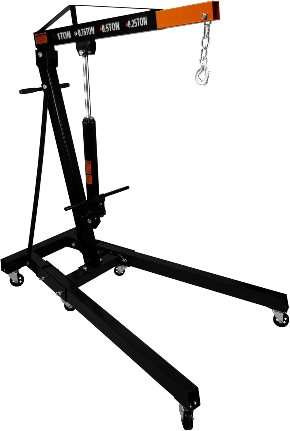 Gru Motore 1000kg e Bilanciatore di Carico Sollevatore Idraulico 900kg Trave Bilanciamento Doppio Gancio Catena Pompa Maniglia Gambe Pieghevoli Lift Jack Officina Garage 4 Posizioni Braccio Automotive