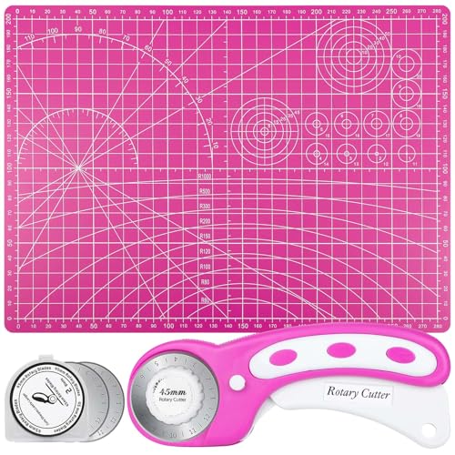 Rotary Cutter and Mat Set, Audab Self Healing Sewing Mats Shirt Cutter...