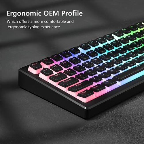 Womier Pudding Keycaps, Black PBT Keycaps 60 65 75 100 Percent 130 Keys, Shine Through Key Cap, OEM Profile for MX-stem Switches Keyboard Caps-Black