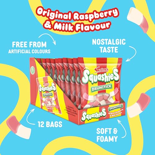 Swizzels Drumstick Squashies Original Sweets - Raspberry and Milk Flavour Sweets - Multipack (12 x 140g)
