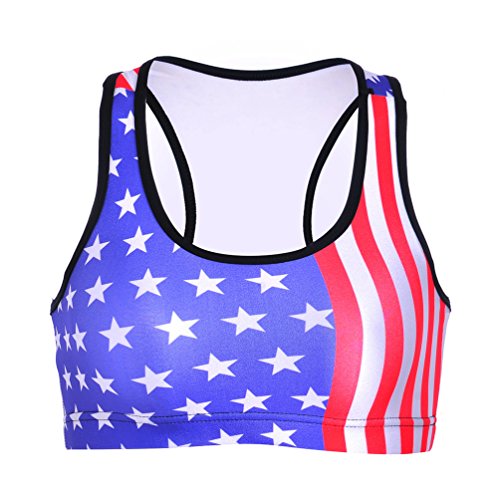 Image of Sister Amy Women's Aerobics Gym Dance Yoga Vest Printed Sports Bra Top Vest