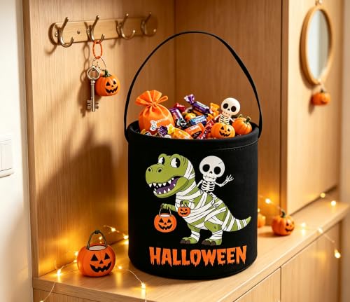 Image of Dinosaur Basket Halloween Storage Bins Gift Basket Cute Storage Box Book Shelf Bin(Black Dinosaur)