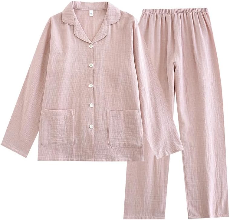 [Netakara] パジャマ ダブルガーゼ 女性用 上下セット 春夏 ルームウェア レディース 秋 長袖 無地 レディース コットン100％ 敏感肌用 綿100％ 前開き 長袖 結婚祝い 母の日 両親 お祝い 春用 夏用 秋用
