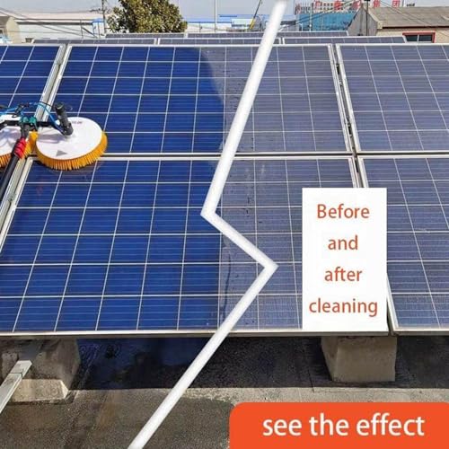 Cepillo Eléctrico para Limpiar Piscinas con Cabezal Ajustable Y Mango Extensible, Panel Solar De 2 M Y Herramienta para Limpiar Ventanas, Kit Eficiente para El Mantenimiento,9M