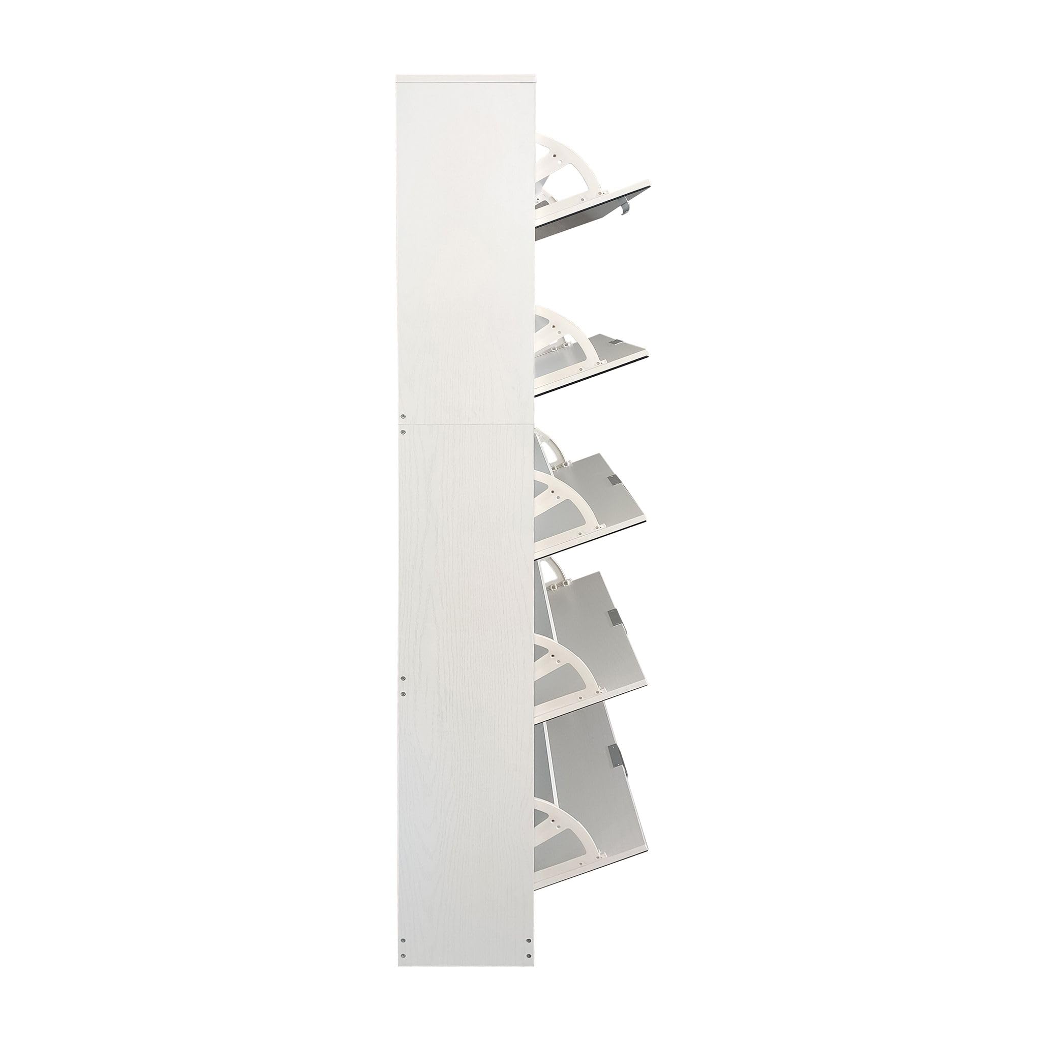 milani home - scarpiera salvaspazio 5 ante con specchio, bianco, 24 x 60 x 180 cm, truciolare bilaminato e vetro