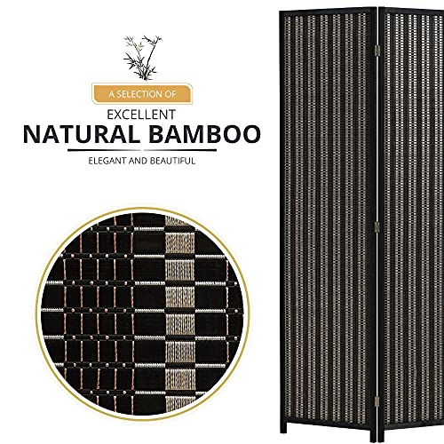 JOSTYLE Room Divider Folding Privacy Screen, 4 Panel Room Dividers 6 ft. Tall Bamboo Partition Wall Separation Dividers Freestanding, Black