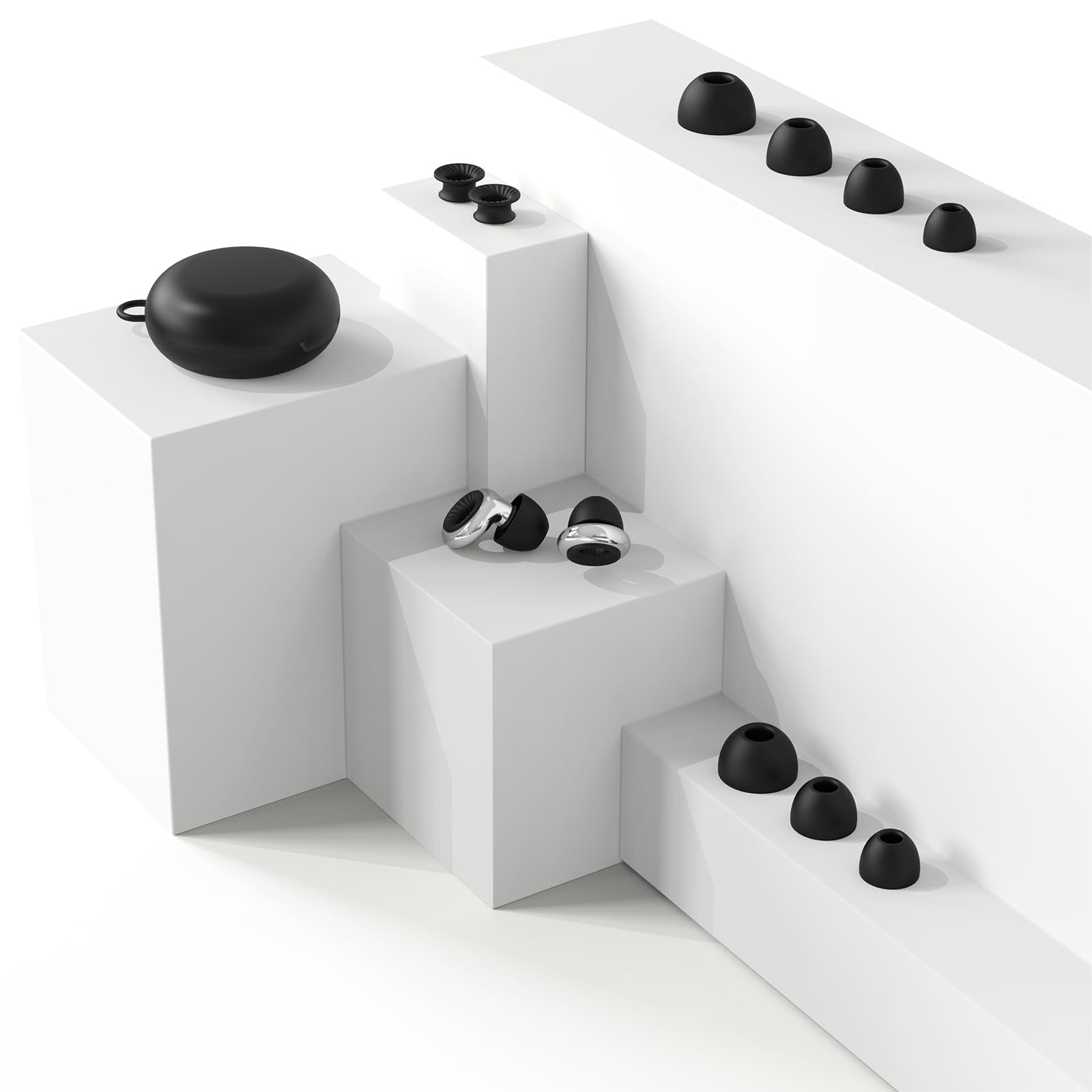 Tapones para los oídos, tapones de silicona para reducción de ruido con almohadillas reemplazables, lavables y reutilizables, cancelación de ruido profesional para dormir (negro turbo)
