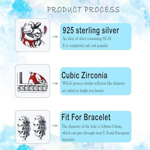 HappyStar 925 Sterling Silver Charm fits Pandora Bracelets Necklace，Pendants DIY Jewelry Gift For Women（With one Spacer Bead Charms）4