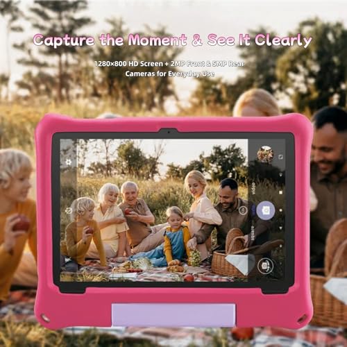 Image of Kids Tablet 10 Inch, Android 15 Tablets for Kids Ages 3-12, Parental Control, Preloaded Kids Apps, Octa-Core, 8GB+64GB, 1TB Expandable, WiFi 6, Dual Camera, Android Tablet with Case for Toddlers
