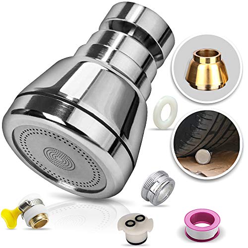 Upgraded Swivel Kitchen Sink Faucet Aerator, Solid Copper High Pressure Faucet Sprayer Head