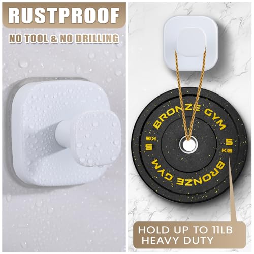 Image of No-Drill Reusable Suction Cup Hooks, Towel, Robe, Loofah, Coat Hook for Glass, Mirror, Tile, Shower, Bathroom, Kitchen & Metal (Smooth, Non-Porous Surfaces) (4, White)