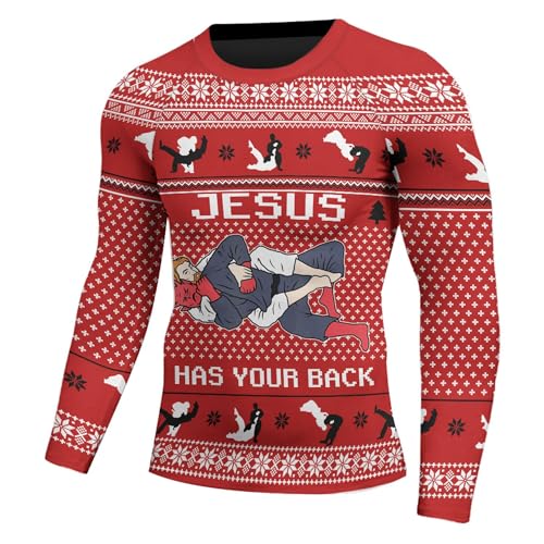 Christmas Men's Rash Guard Shirts Super Lightweight Fabric, BJJ Rash Guards for Men Long Sleeve2