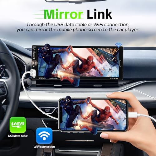 Image of Single Din Radio Car Stereo with Wireless Carplay & Android Auto, 6.9 inch IPS Touchscreen Car Stereo with Bluetooth 1080P Backup Camera Mirror Link Navigation AM /FM Type-C Fast Charging USB EQ SWC Mic
