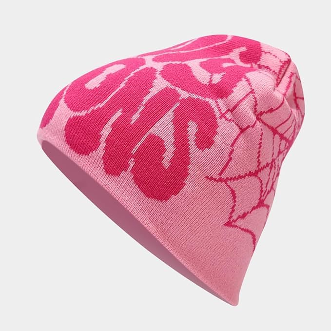 Image of Printed Beanie Hat, Beanies Y2K Winter Hats Streetwear Skull Cap Double-Layer Knitted Beanies Warm Knit Beanie, Hip Hop Streetwear Clothing