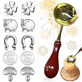 Benaton 11 Pezzi Divertente Set di Colata Di Stagno, Fusione in Colata di Stagno Capodanno per Giochi di Società, Set di Colata Di Stagno per Capodanno 2026(10 Figure e 1 Cucchiai da Versare)