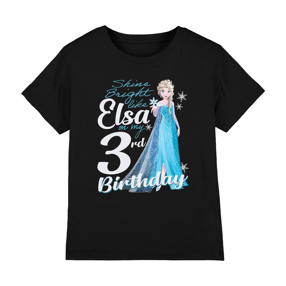 Frozen Boys Black Bright Like Elsa 3Rd Birthday T-Shirt in Size 3 - 4 Years, Sports Direct