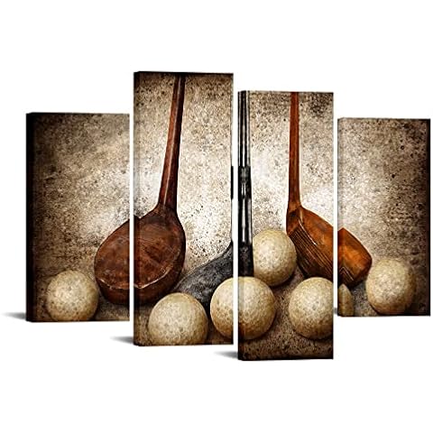 sechars Golf Canvas Wall Art Vintage Golf Balls Picture Art Prints Sports Poster Artwork for Gym Home Office Man Bedroom Decoration Ready to Hang Cover