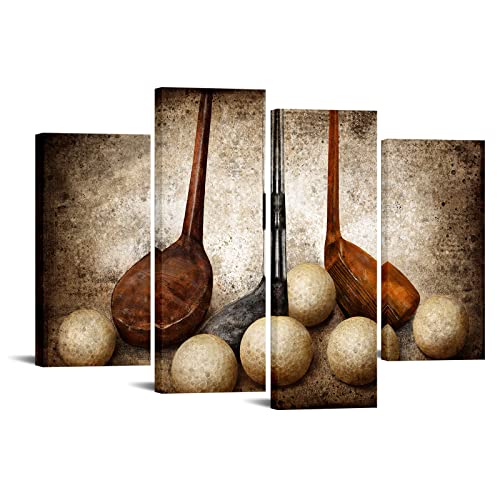 Sechars 4 Piece Sports Canvas Wall Art Vintage Golf Balls Picture Art Prints Still Life Sports Poster Artwork For Gym Home Office Man Bedroom Decoration Ready To Hang #TOP28