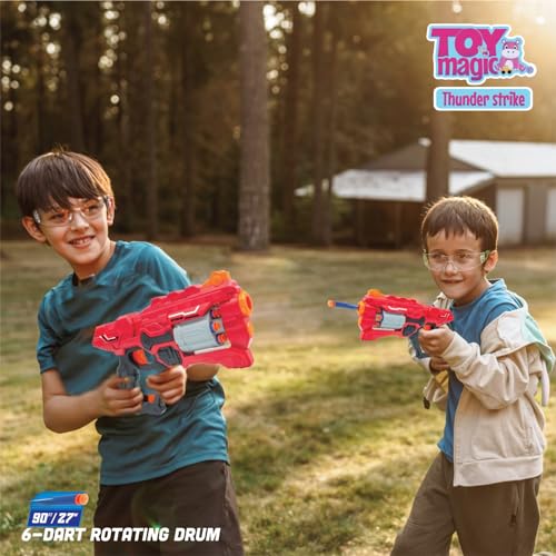 Image of ToyMagic Thunder Strike Gun With 24 Bullets - Long Range 6 Dart Rotating Drum - Soft Bullet Foam Blaster for Kids 8+ - Birthday Gift - Action Toy - Safe for Kids - Made in India