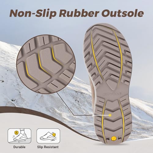 Image of FitVille Wide Width Mens Winter Boots Fur Lined Extra Wide Snow Boot Lightweight Non Slip Outdoor Mens Diabetic Shoes for Flat Feet