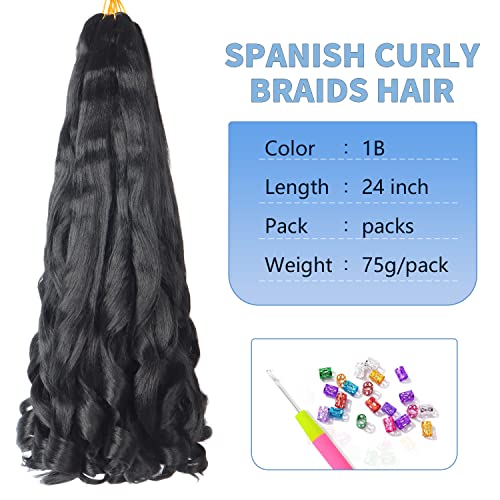 22 inch French Curl Braiding Hair 8 Pack Loose Wavy Spiral Curl Braids Crochet Hair Deep Wave Synthetic Extensions Pre Stretched Bouncy Braiding Hair (22 inch - Image 2