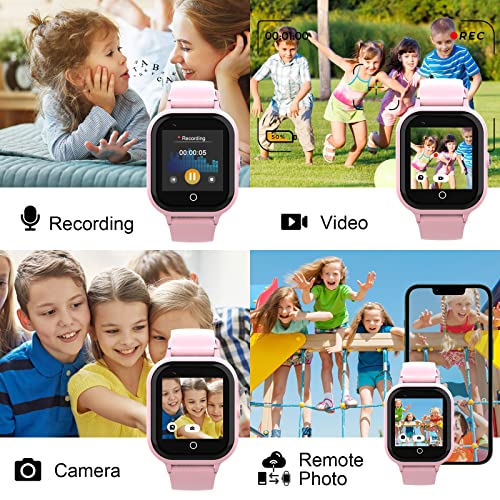 wonlex Kids Smart Watch with GPS Tracker and Calling, 4G Smartwatches Girls Boys with SIM Card SOS Camera Voice Video Call School Mode for Kids Children Aged 4-12 Birthday Gifts (Pink)4