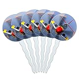 Set of 6 Cupcake Picks Toppers Decoration Guns Weapons Military - World War 2 II Fighter Plane...