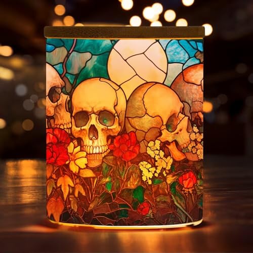 Skull Tealight Candle Holder Glass Jar