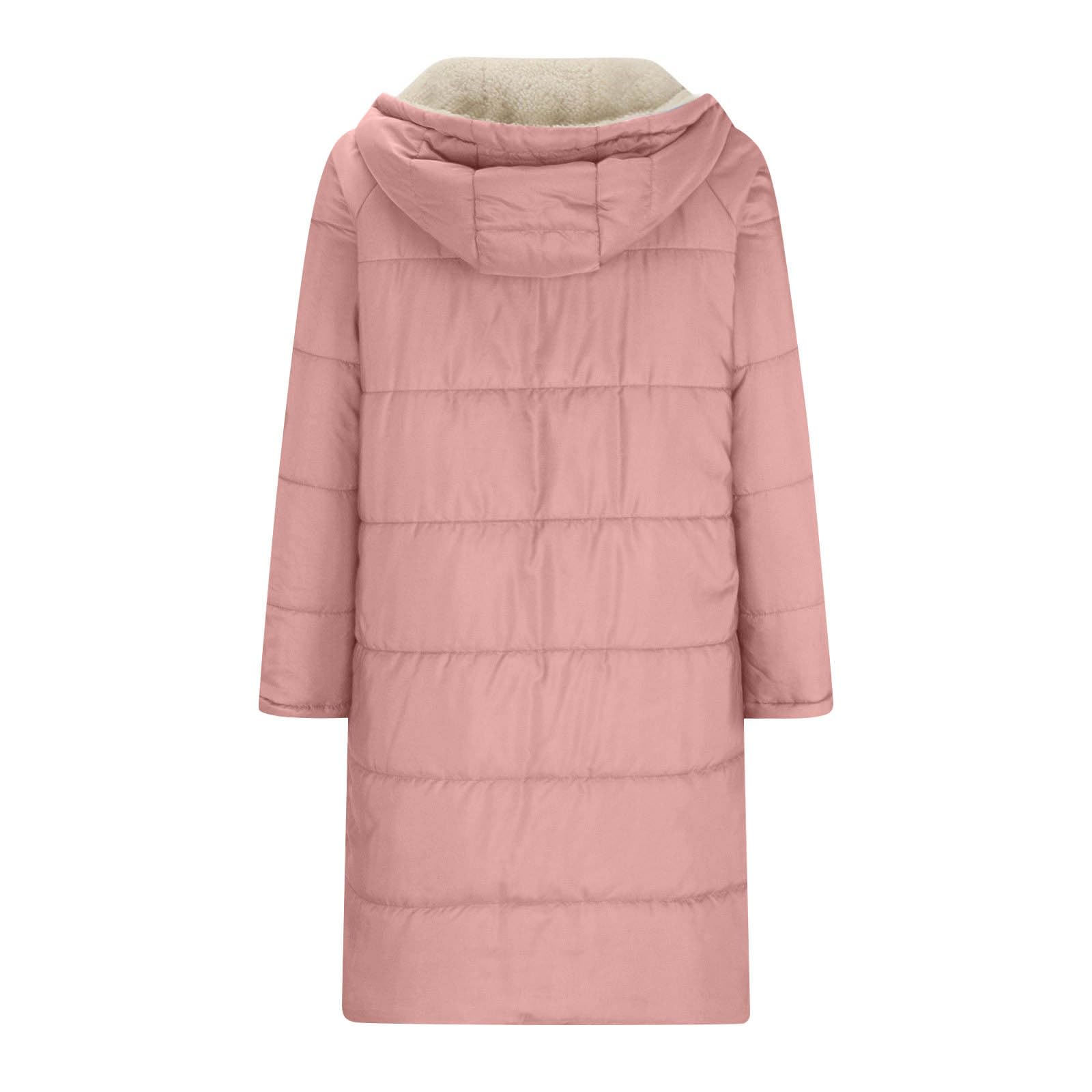Damen Langer Wintermantel mit Kapuze Reißverschluss Taschen Warm Gefütterte Jacke Frauen Winterparka Zweifach Tragbar Lange Steppjacke für Alltag Büro Reisen Outdoor