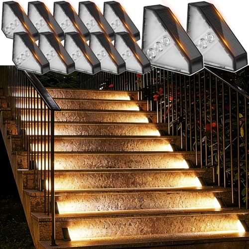 echosari 12 Pack Solar Step Lights for Outside 100 Lumen Ultra Bright