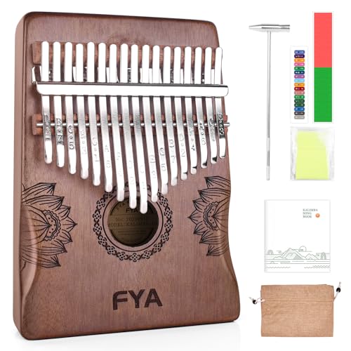 Image of FYA Thumb Piano 17 Key, Portable Mbira Finger Piano with Tune Hammer and Study Instruction, Marimbas /kalimba /xylophone, Musical Instruments Birthday Gift for Kid Adult Beginners Professional