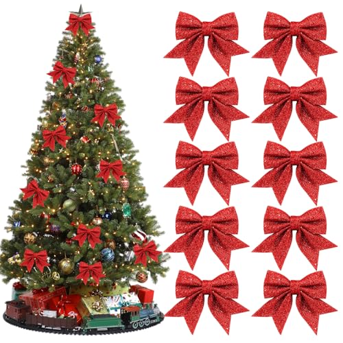 INSANYJ Weihnachtsdekorationen, 10 Stück Rote Schleifen...