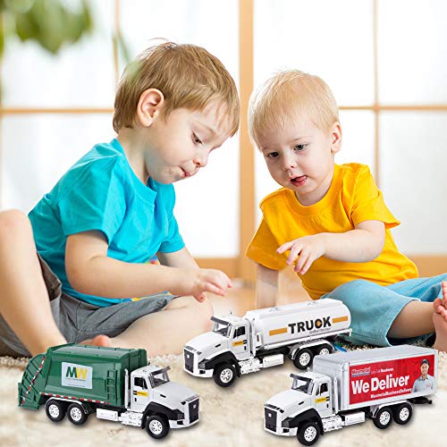 image for ArgoHome 3 Pack of Car Toy Set Play Vehicles in Carrier Truck, Postal 