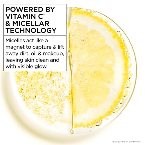 Garnier Micellar Water with Vitamin C, Facial Cleanser & Makeup Remover, Brightening & Hydrating, For All Skin Types, Vegan, Cruelty Free, 13.5 Fl Oz (400mL), 1 Count