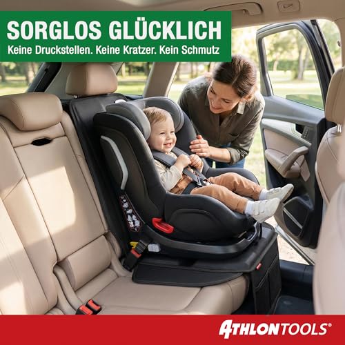 ATHLON TOOLS 2X Kindersitzunterlage mit Seitenschutz - Optimale Passform - Isofix kompatibel - Dick gepolstert - für Kindersitze, Babyschalen und Sitzerhöhungen - Patentiertes Design