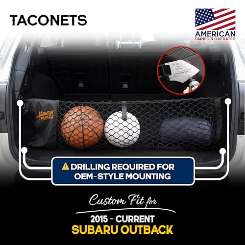 Image of TacoNets Envelope Cargo Net for Subaru Outback - Fits 2015-Current - Upgraded 5mm Bungee - Integrated Storage Bag - Heavy Duty Hooks - Designed in USA