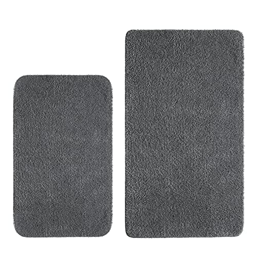 MIULEE Badematte Duschvorleger Badvorleger Flur 2er Set rutschfest Matte Teppiche Badteppich...