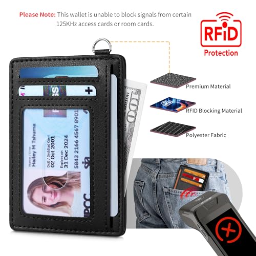 Image of Mayski Slim Wallet, Credit Card Holder for Women, Minimalist Front Pocket RFID Blocking Card Cases, Small Wallet Women Men(Grain Black)