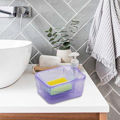 Image of Soap Dispenser and Scrubber Holder Soap Liquid Pump Bottle, 2 in 1 Dish Soap Dispenser and Sponge Holder Gadgets Sponge Included (Multi Colour)