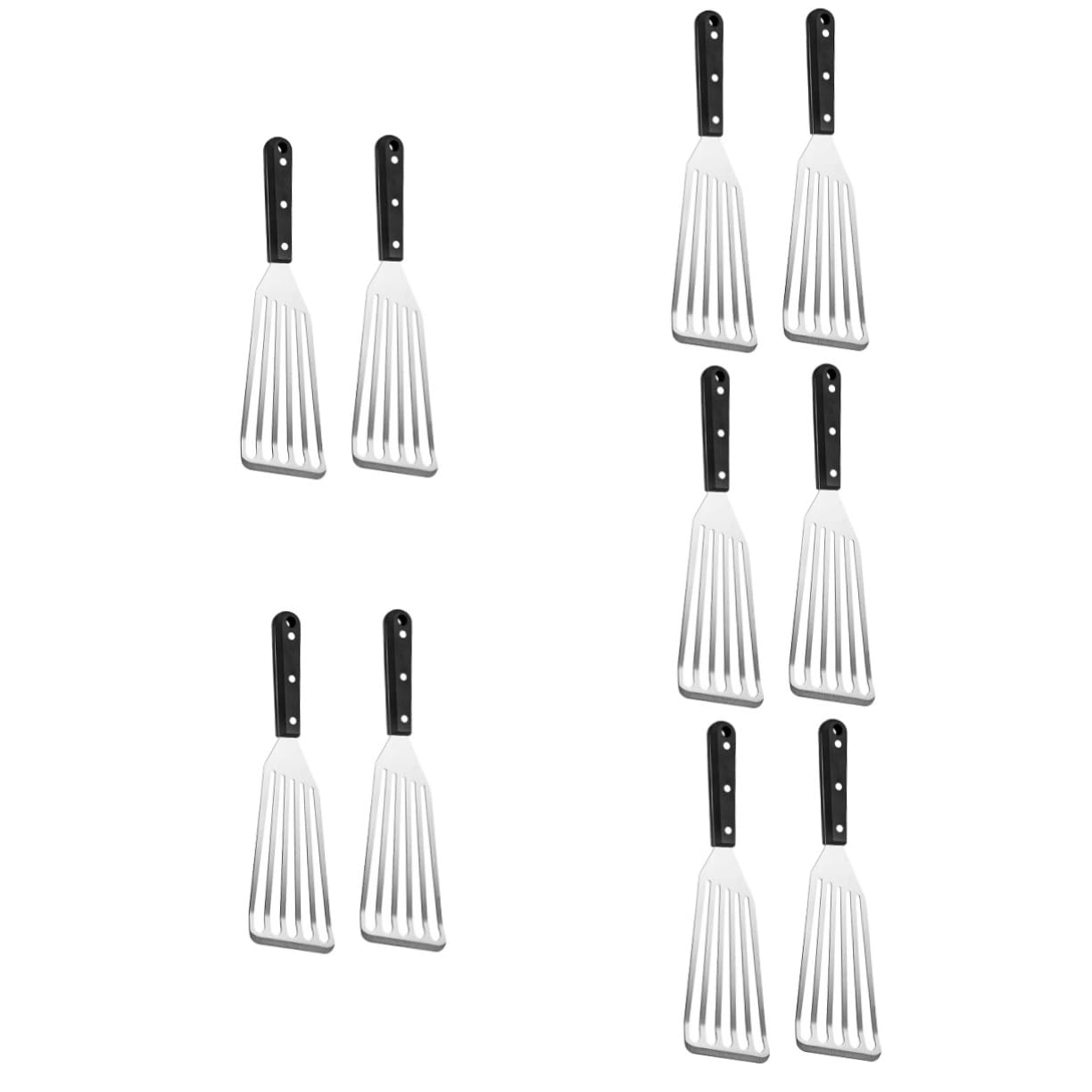 HEMOTON 10piezas Espátula Inoxidable De Doble Para Freír y Voltear De Herramienta De Cocina Para Camping y Restaurantes