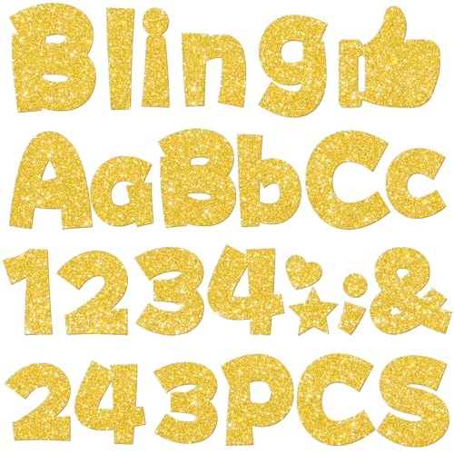 Image of 243 Pcs Glitter Bulletin Board Letters, Numbers and Punctuation 4 Inch