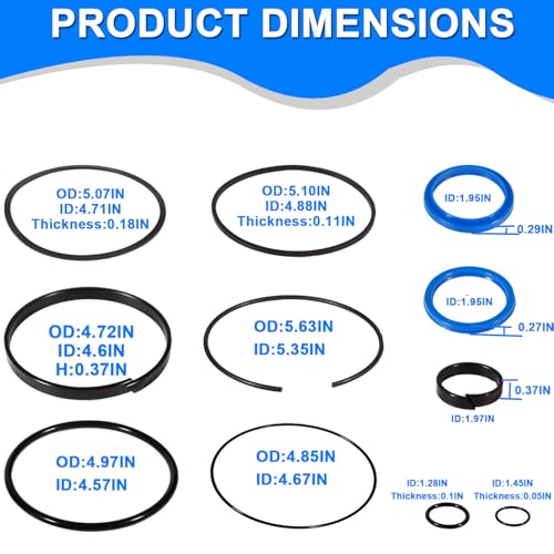 Image of Hydraulic Log Splitter Cylinder Rebuild Seal Kit Suitable for 5.0 inch Bore x 2.0 inch Rod Cylinder