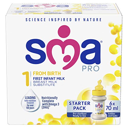 SMA Pro First Infant Milk from Birth Starter Pack, 70 ml (Pack of 6)