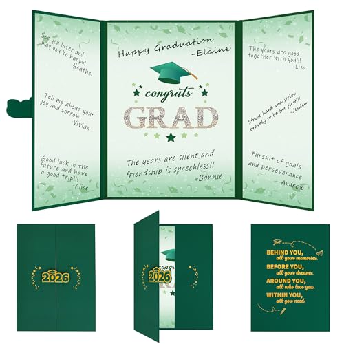 Image of Vlipoeasn 2026 Graduation Guest Book Alternative, Green Gold Class of 2026 Graduation Party Decorations, Graduation Signature Book for 2026 College High School, Unique Graduation Gifts for Friends