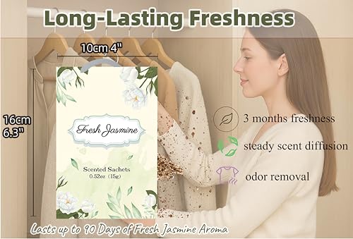 Image of 12 Packs Jasmine Closet Air Freshener Sachets| Retractable Hook