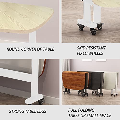 Rukulin Foldable Kitchen Table Dining Room Table Mobile Space Sav